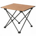 Mesa Dobrável de Campismo com Tampo em Alumínio Efeito Madeira Castanho e Estrutura Preta 70 x 70 x 70 cm