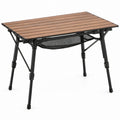 Mesa Dobrável de Campismo em Alumínio Castanha e Preta 120 x 60 x 45-70 cm