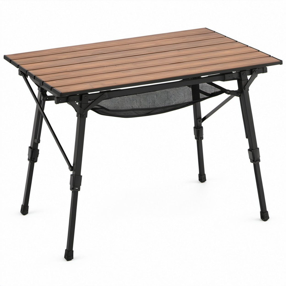 Mesa Dobrável de Campismo em Alumínio Castanha e Preta 120 x 60 x 45-70 cm