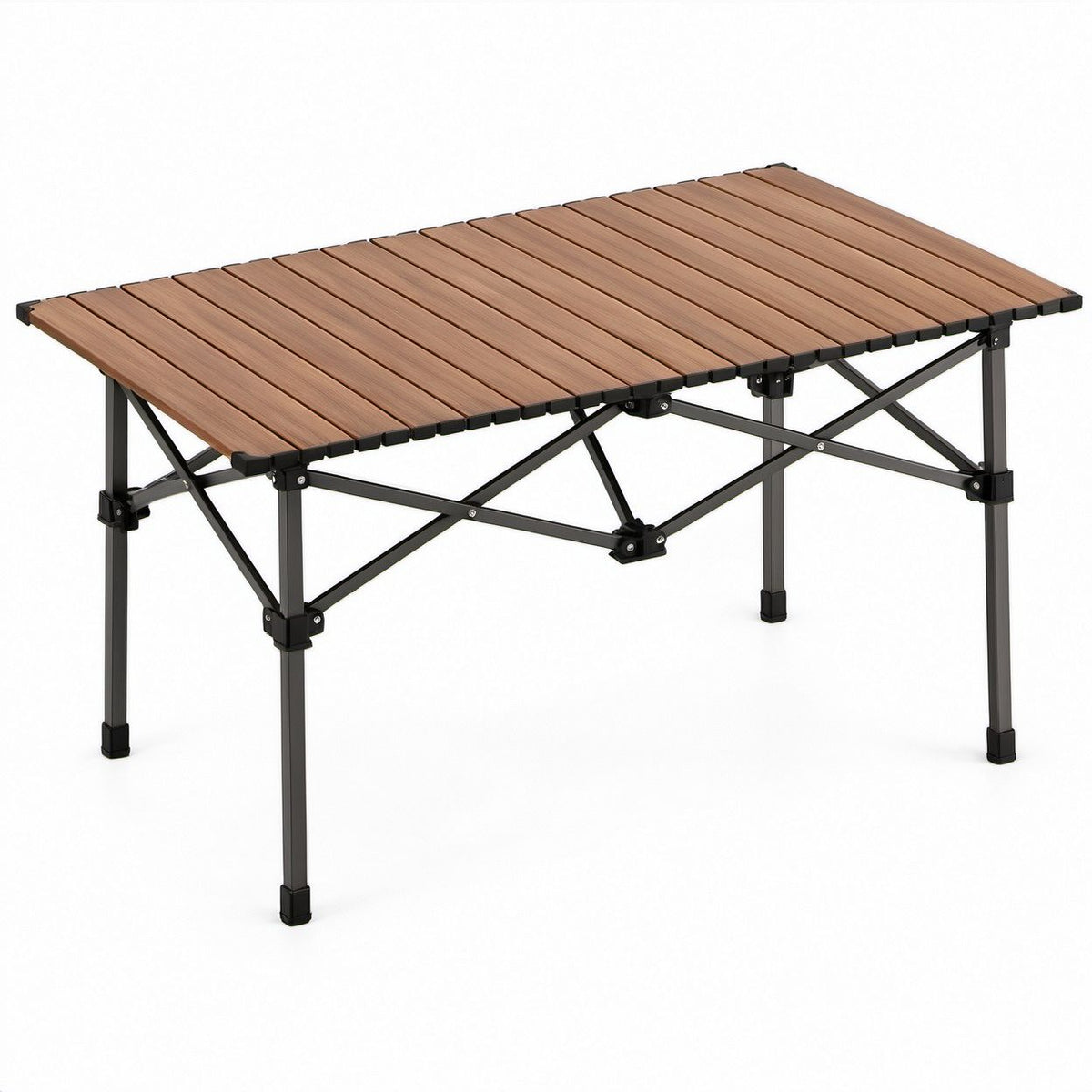 Mesa Dobrável Retangular em Alumínio Castanho/Preto 120 x 60 x 45 cm