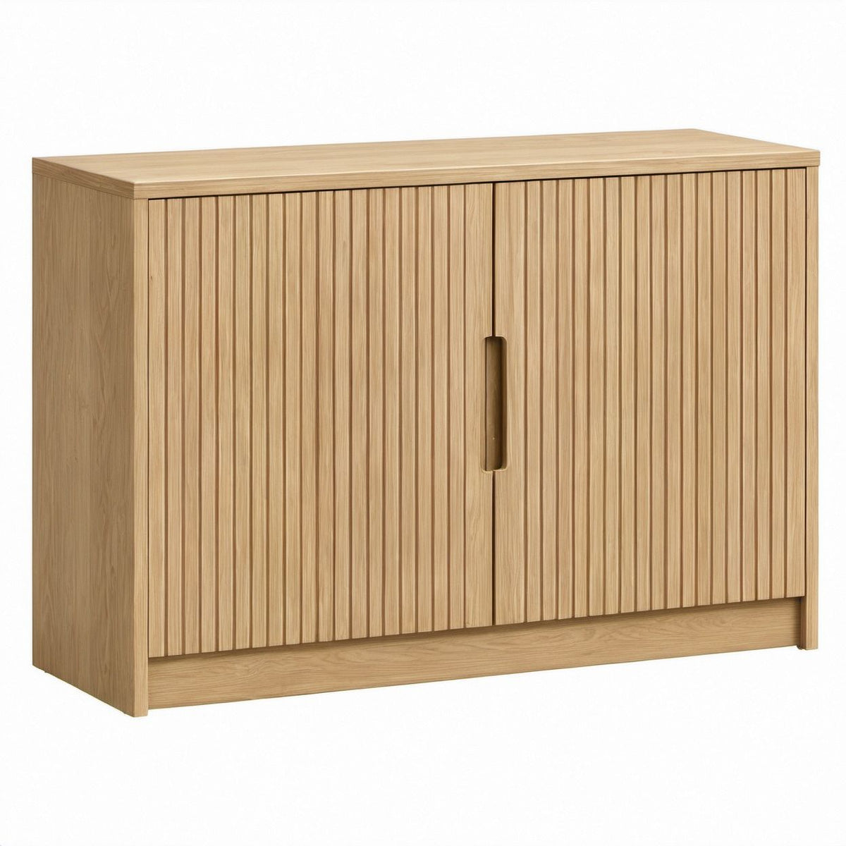 Armário de Arrumação em MDF Folheado a Carvalho Natural, 2 Portas, 100 x 40 x 80 cm