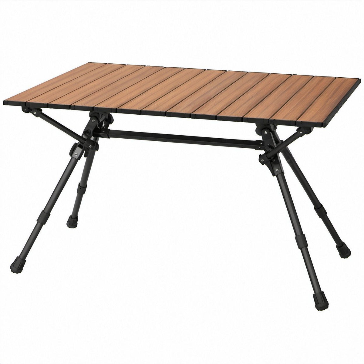 Mesa Dobrável de Alumínio Castanha e Preta 120 x 60 cm com Altura Regulável 45-65 cm
