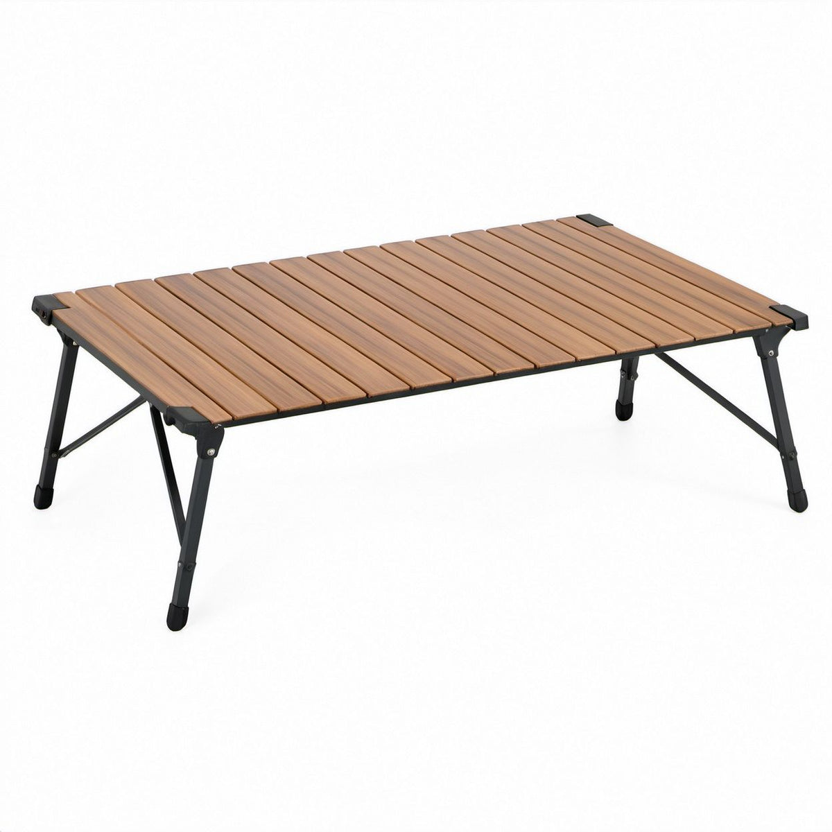 Mesa de Campismo Dobrável em Alumínio Castanha e Preta 120 x 60 x 45 cm