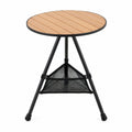 Mesa de Campismo Dobrável Redonda em Alumínio Bege e Preto, Ø 60 x 65 cm