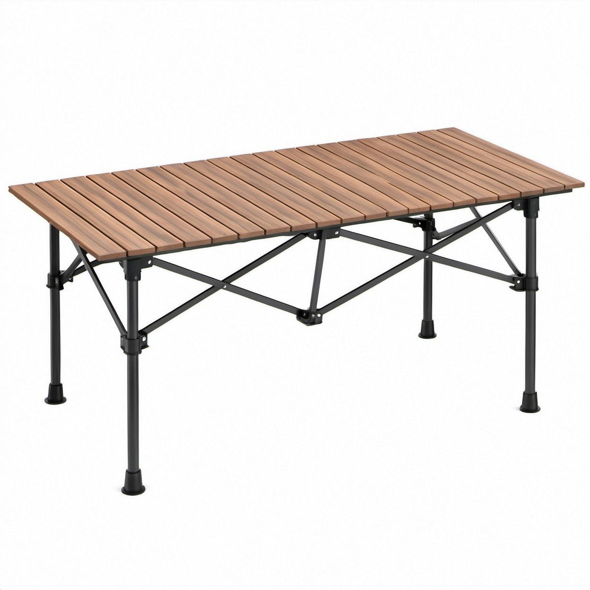 Mesa Dobrável de Campismo Retangular em Alumínio Castanho e Preto 180 x 60 x 70 cm