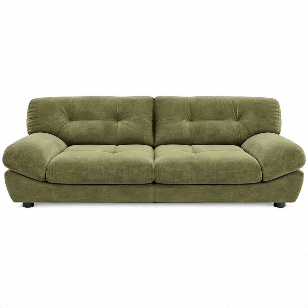 Sofá Retangular de 2 Lugares em Microfibra Verde-Azeitona, 200 x 95 x 85 cm