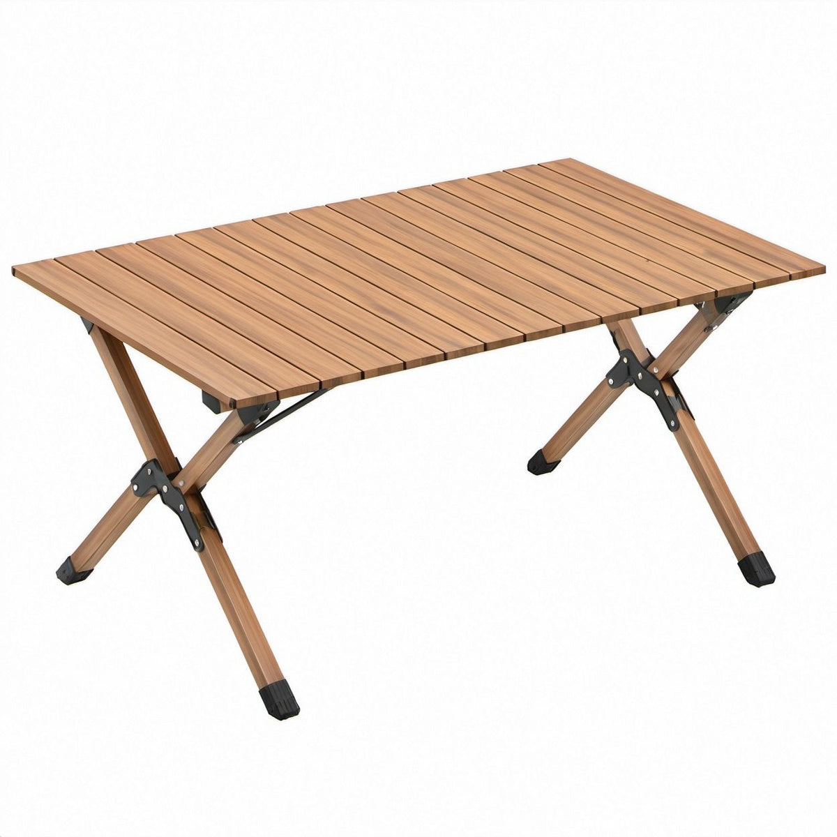 Mesa Dobrável Retangular em Alumínio Castanho e Preto 120 x 60 x 45 cm