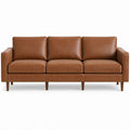 Sofá de 3 Lugares Retangular em Couro Sintético PU Castanho, 210 x 88 x 86 cm