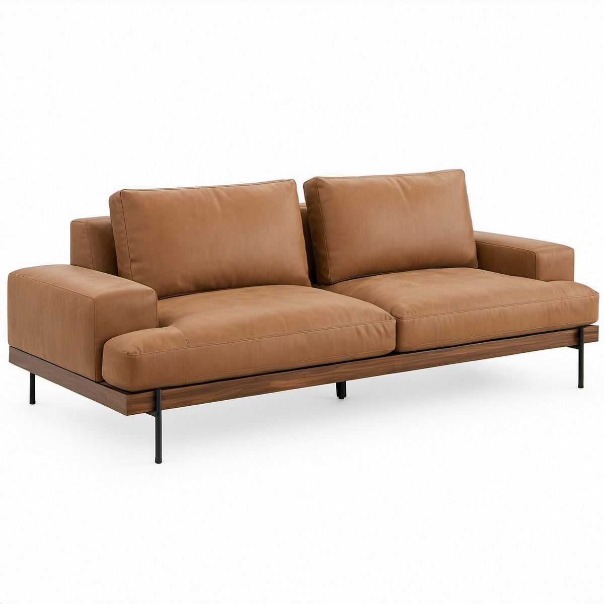 Sofá de 2 Lugares em Couro Sintético PU Castanho 220 x 95 x 84 cm