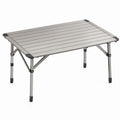 Mesa de Campismo Dobrável em Alumínio Cinzenta e Preta 120 x 60 x 55-70 cm