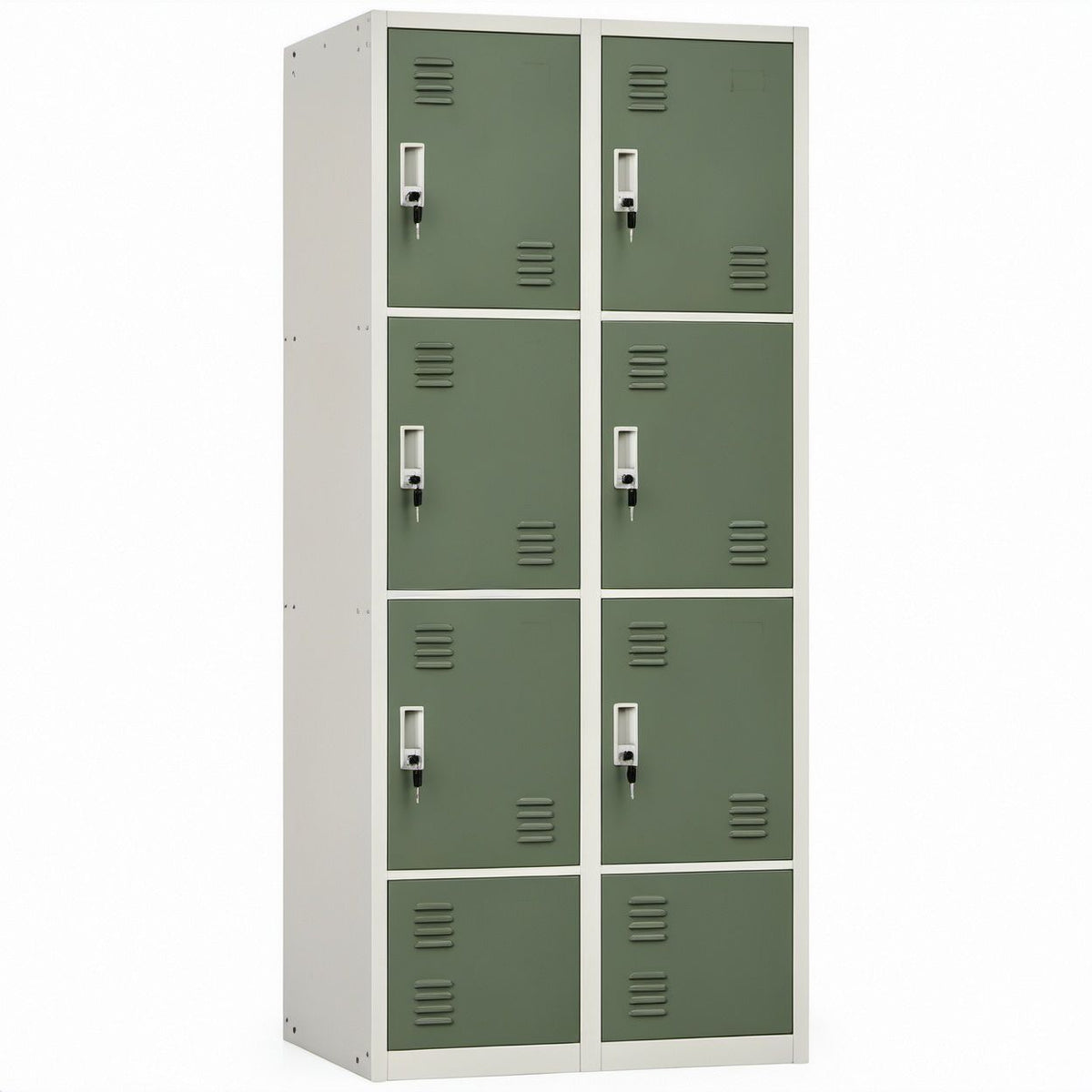 Armário de Cacifos em Aço com 8 Portas Verde e Branco 180 x 90 x 45 cm
