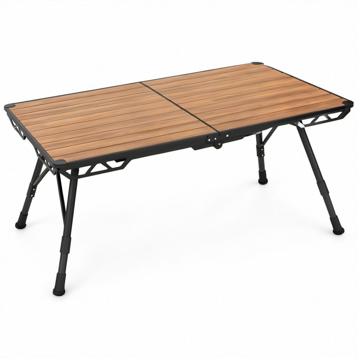 Mesa Dobrável de Campismo em Alumínio Castanho e Preto 120 x 60 x 55-70 cm