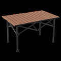 Mesa Dobrável de Campismo Retangular em Alumínio Castanha e Preta 120 x 60 x 70 cm