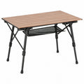 Mesa de Campismo Dobrável Retangular em Alumínio Castanha e Preta 120 x 60 x 45-65 cm