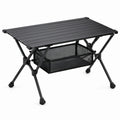 Mesa Dobrável Retangular Preta em Alumínio 120 x 60 x 70 cm