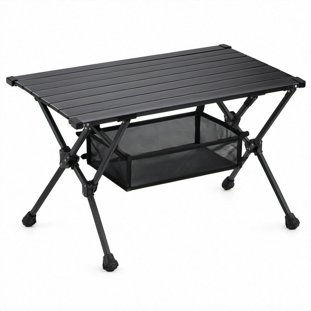 Mesa Dobrável Retangular Preta em Alumínio 120 x 60 x 70 cm