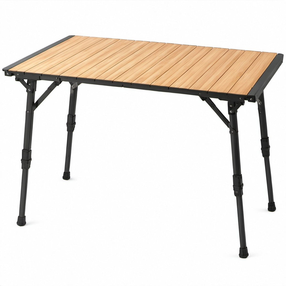 Mesa Dobrável de Alumínio com Altura Ajustável 120 x 60 cm Castanho e Preto