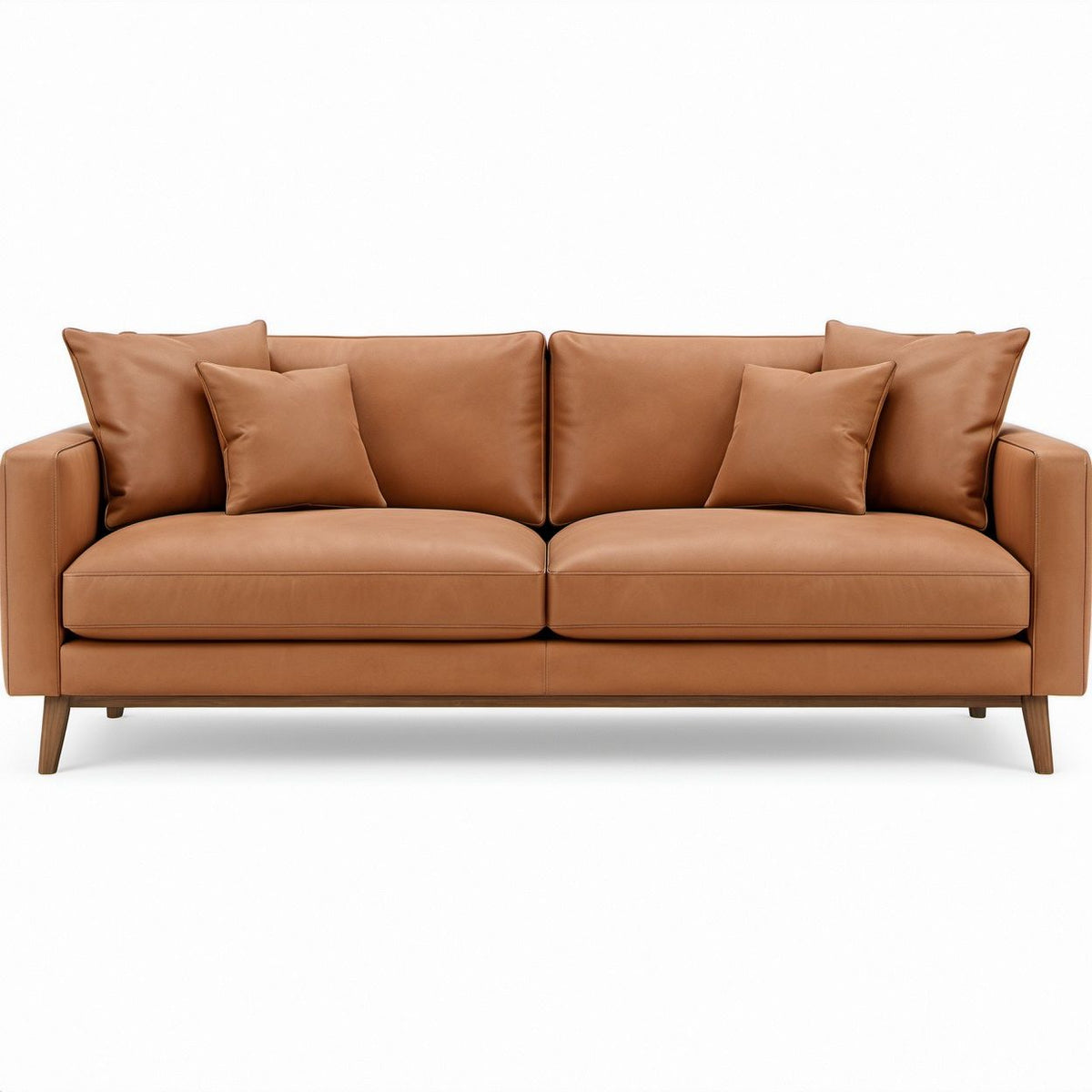 Sofá de 3 Lugares em Couro Sintético PU Castanho 210 x 88 x 86 cm