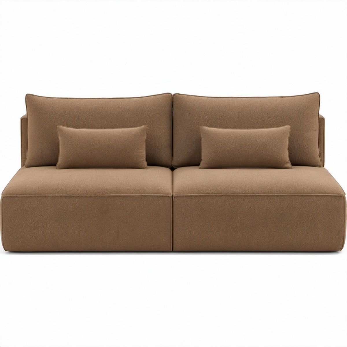 Sofá modular de 2 lugares castanho em poliéster, 200 x 100 x 75 cm